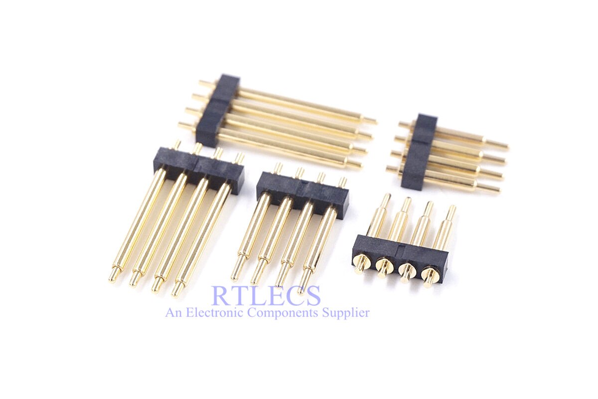 2pcs Spring Loaded Pogo Pin Connector 4 Pin 2.54 mm Pitch 3.0 to 20.5 mm Height Choose to order Single Through Holes PCB