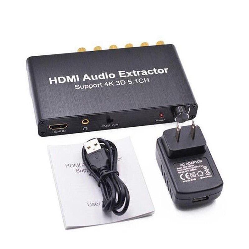 5.1ch hdmi-o-extractor decoderen coaxiaal naar rca  ac3/ dst  to 5.1 versterker analoge converter ondersteunt 4k 3d voor dvd-us-stekker: Default Title