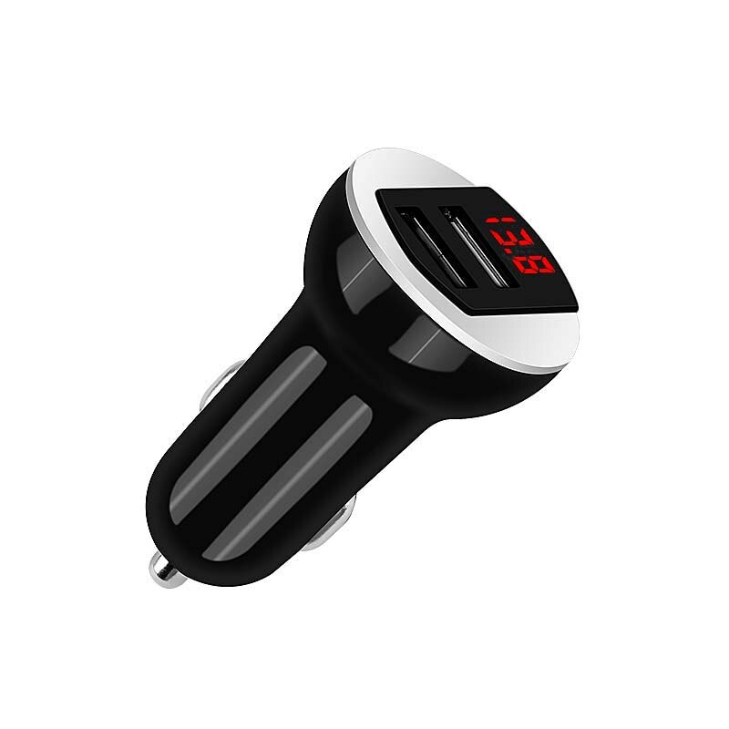 Cargador de coche Universal de 5V/3.1A, salida USB Dual para Huawei P10 Plus Mate 9, Xiaomi Mi5 Mi6 Plus, pantalla Led de voltaje: black silver