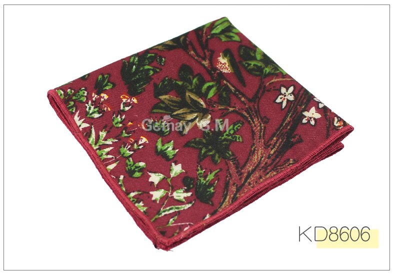 Kostymer blomtryck fyrkantig ficka 25cm*25cm bomullsnäsdukar herr brösthandduk damnäsduksnäsdukar: Kd8606
