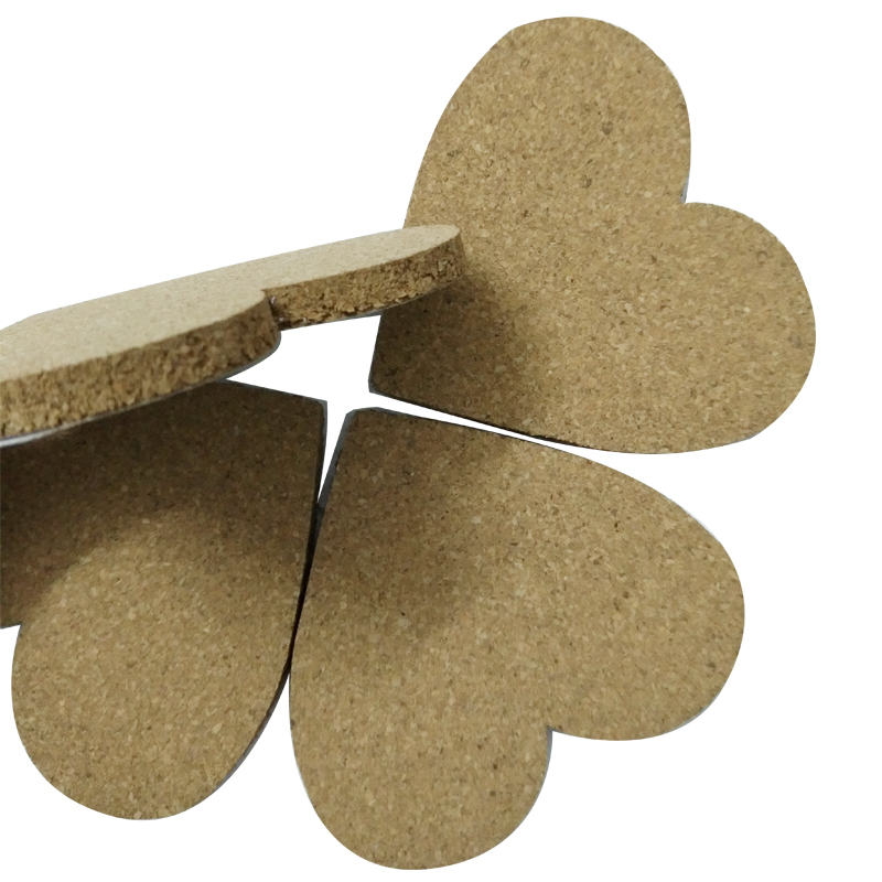 50 unids/set Corazón de corcho afilado tablero de mensajes de madera Phellem corcho tablón de anuncios de madera simple tablero de pared de madera suave con pegatina