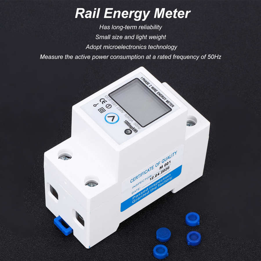 Single Phase Meter Accuracy Large Screen Multifunction Middle Button Reset DDS1891 2P Rail Energy Meter