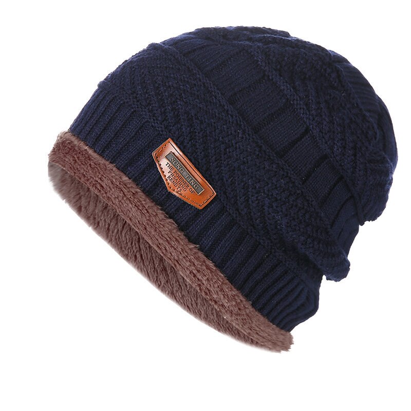 2 stücke Hütte Und Schal Kombination Winter männer Gestrickte Baseball Kappe Plus Samt Gepolsterte Lätzchen Schal Winddicht Und Warme Ich bin freien Warme