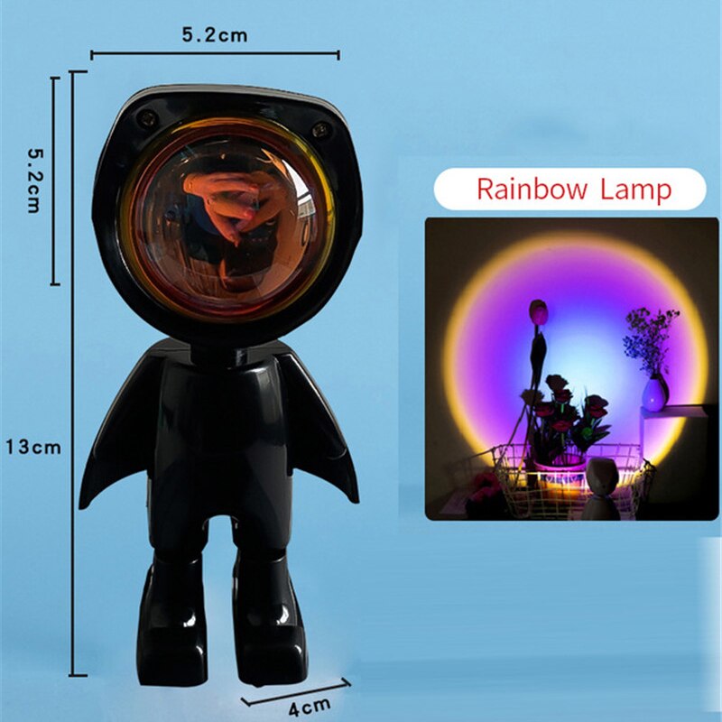 De Zon Nooit Sets Projector Lamp Robot Zonsondergang Projectie Nachtverlichting Zonsondergang Lamp Projector Led Night Verlichting Sfeer Licht: Black rainbow
