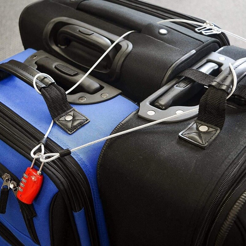 100CM/3.3Ft Long Travel Security Cable Lock,Braided Steel Coated Safety Cable Luggage Lock,Safety Cable Wire Rope