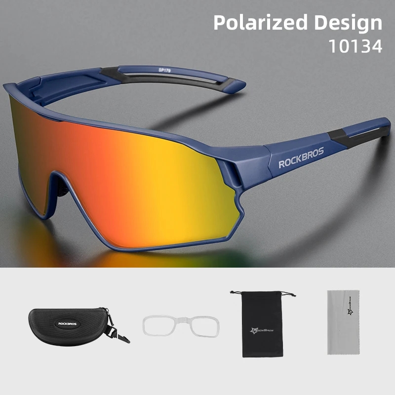 ROCKBROS-gafas de sol polarizadas con protección UV400 para ciclismo, lentes deportivas para bicicleta, senderismo, Camping, Golf: Azul