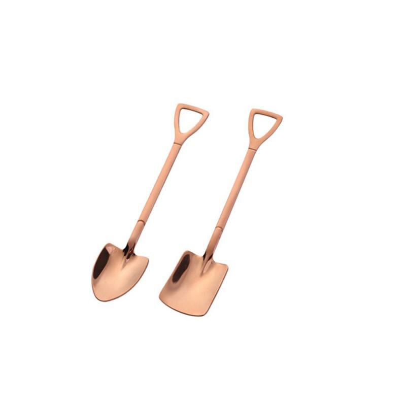 Shovel Small Spoon Fork Taro Spoon Coffee Stir Spoon Stainless Steel Long Handle Spoon Fork Home Small Tools: rose gold