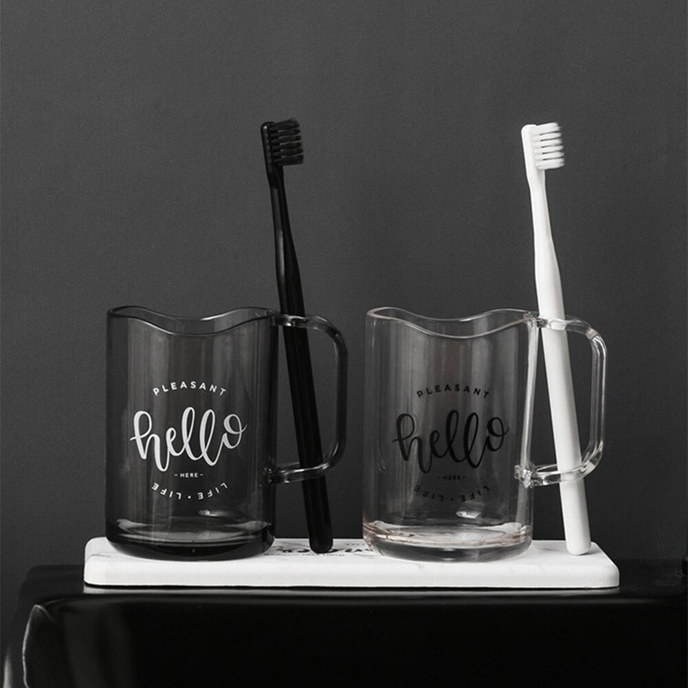 Plastic Brushing Cup Couple Toothbrush Cup with Handle for Bathroom Household PI669