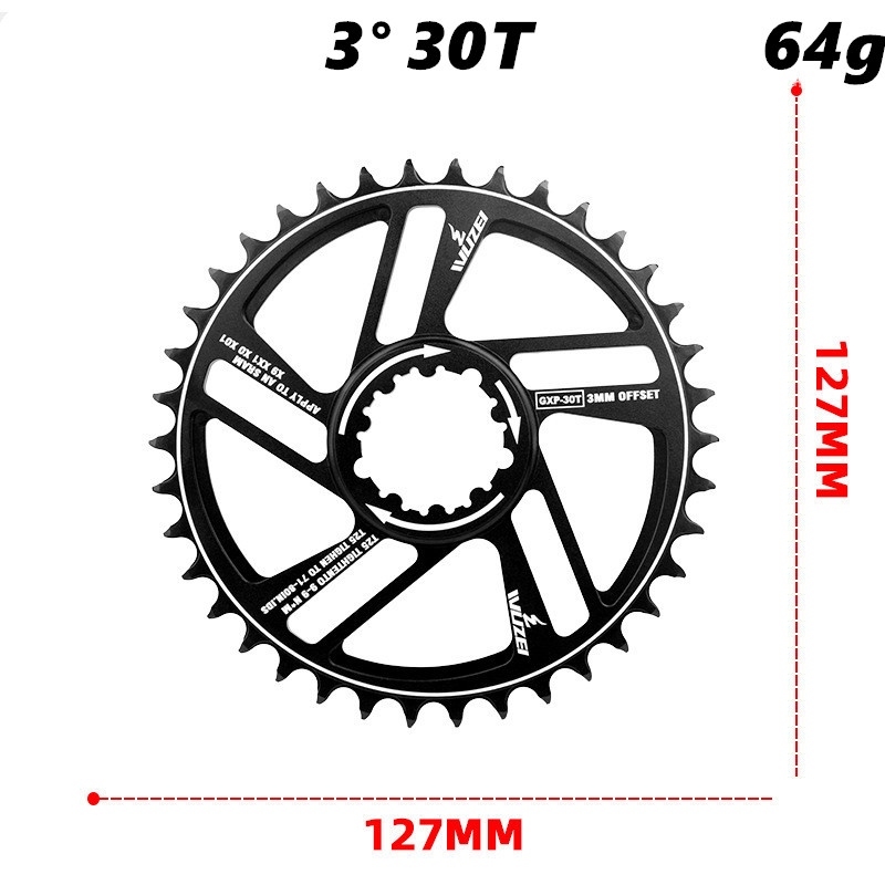 WUZEI-plato GXP para bicicleta de montaña, rueda de cadena para SRAM X9 XX1 X0, montaje directo Offset, 3mm, 30T, 32T, 34T, 36T, 38T, 40T, 42T: 3mm 30T