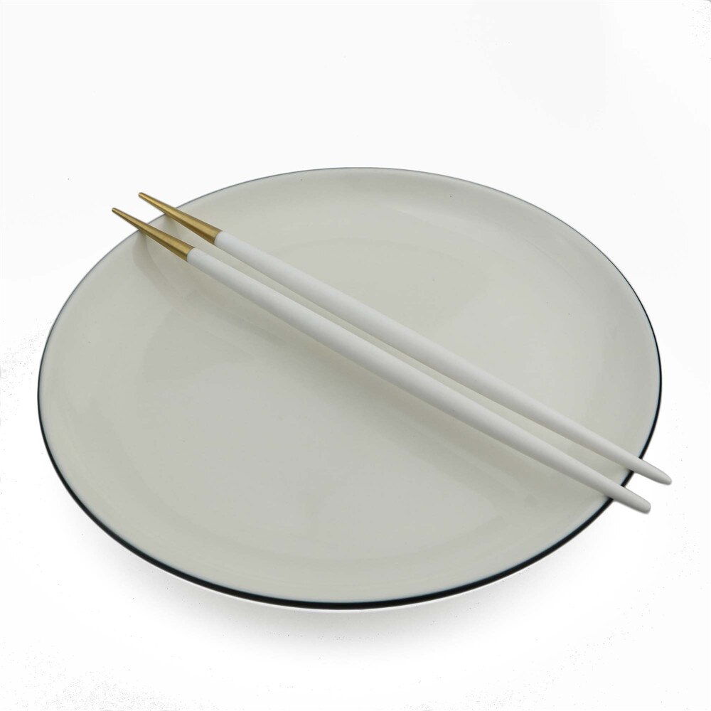 1 Pair Korean Stainless Steel Chopsticks Food Grade Japanese Food Hashi Chop Sticks Sushi Dinnerware Cooking Utensils: gold white