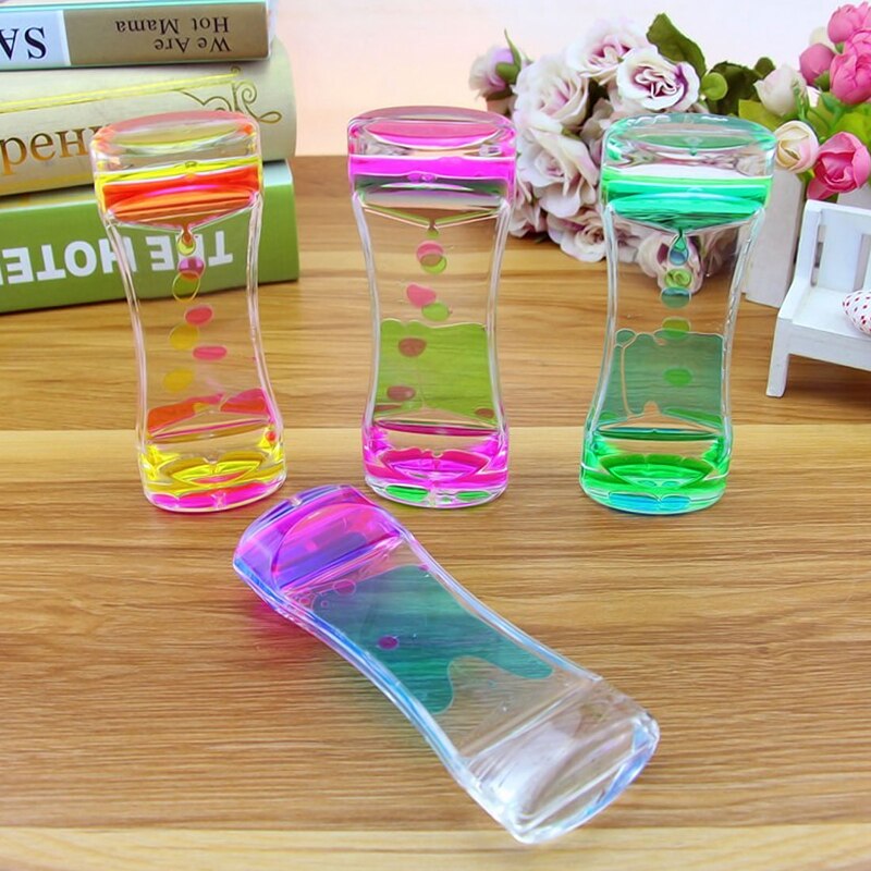 Floating Color Mix Illusion Timer Liquid Motion Visual Slim liquid Oil Glass Acrylic Hourglass Timer Clock Ornament Desk