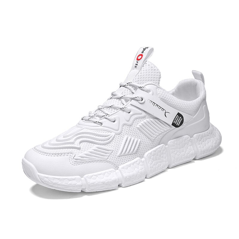Herresko casual mænd sneakers fritidssko herre åndbare sneakers til mænd stor størrelse herre sneakers zapatos hombre: Hvid / 7.5