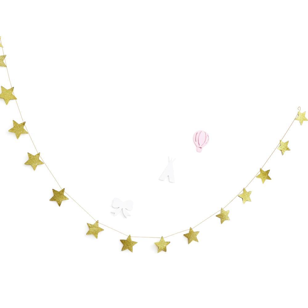 Stars Hanging Decoration Garland Sparkling Star Garland Bunting For Weddings Or Parties Children's Rooms Mosquito Nets Room Wall: Gold
