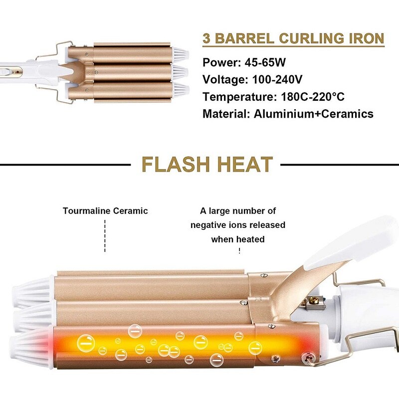 Hair Curler 3 Vaten Krultang Professionele Haar Krultang Roller Wave Wand Keramische Triple Barrel Krullend Hair Styling Gereedschap