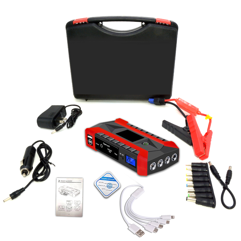 Démarreur de saut de voiture Portable, Booster de batterie, avec Port de charge intelligent, boussole, écran LCD et lumière LED, 1000a, 89800mAh: AU