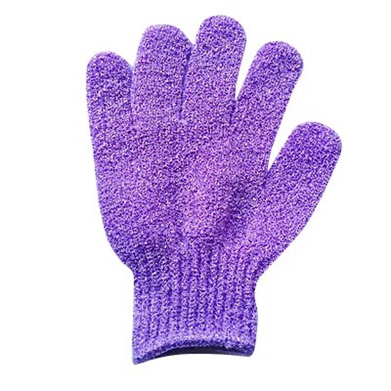 Kroppsbad til peeling eksfolierende hansker til dusj skrubb hanske ansiktsmassasje svamp kroppstørker børste hud fuktighetsgivende spa skum: Lilla 1 stk