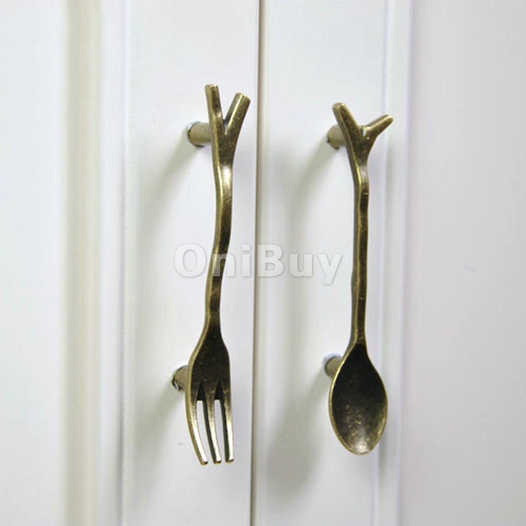 Antique Bronze Spoon Kitchen Closet Drawer 76mm Pull Handle Cabinet Wardrobe Hardware Accessories