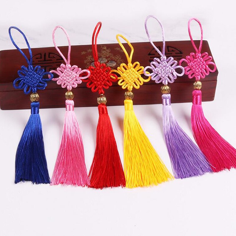 2PC Gold Beads Chinese Knot Tassel Home Textile Curtain Garment Sewing Macrame Decoration Pendant DIY Jewelry Accessories