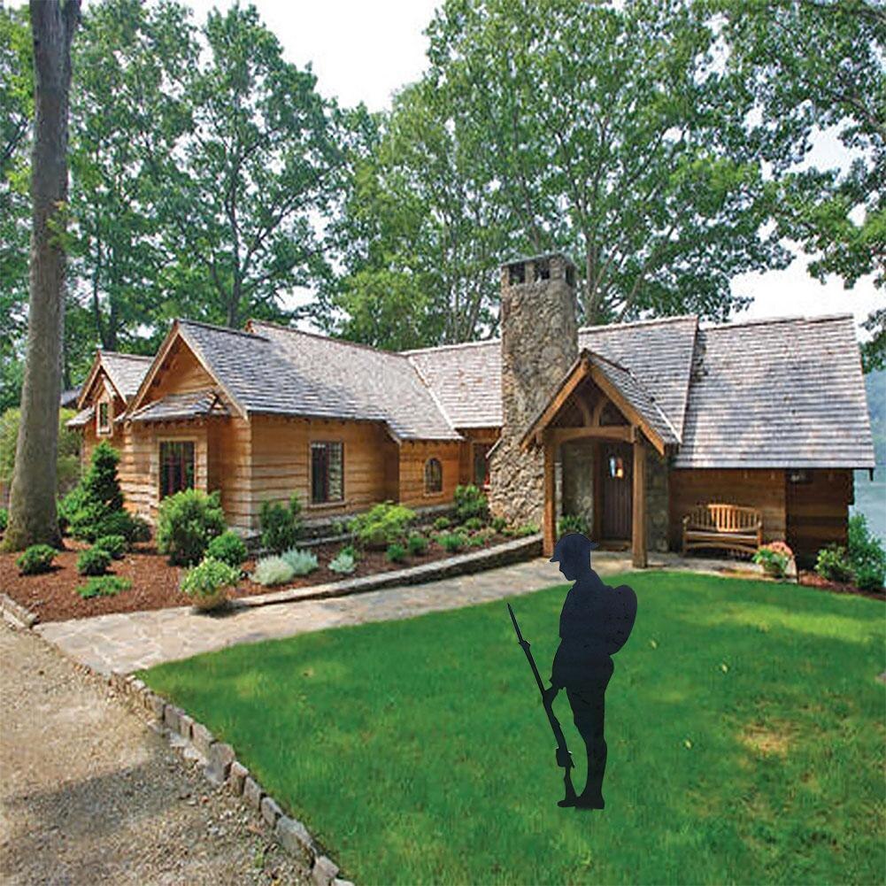 Metal Soldiers Silhouette Garden Decoration Outdoor Decor Plug-in Character Courtyard Sign Statue Decoration