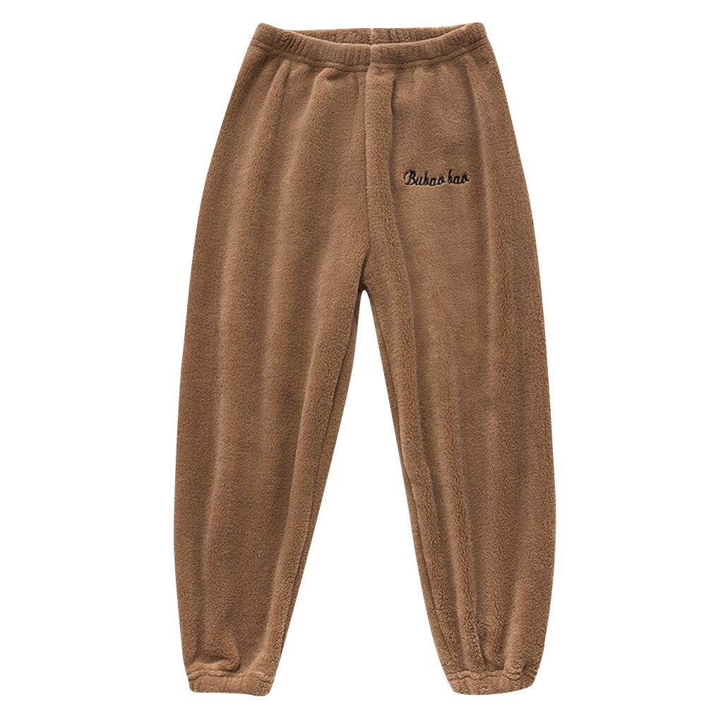 I bambini Delle Ragazze Dei Ragazzi Addensare In Pile Casual Fondo Dei Bambini Caldi di Inverno Allentato Pantaloni Della Ragazza Del Ragazzo Della Stampa Della Lettera di Modo Solido Pantaloni 2019: Cachi