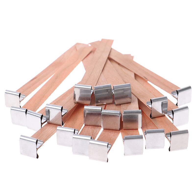 20 Set de madera mecha para velas con Sustentador Tab mecha de vela Core para DIY fabricación de velas de soja Parffin cera 12,5mm 75mm 130mm