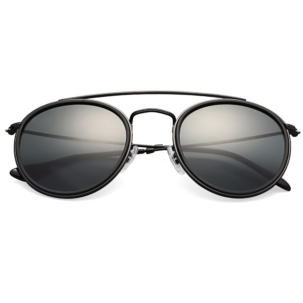 vintage round double bridge sunglasses men women 51mm glass mirror or plastic lens polarized brand style UV400