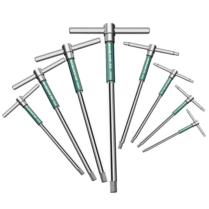 T-Bar Socket Wrench 2-10mm Adjustable T Handle Speed Wrench Set Nut Spinner Hex Socket T Shape Handle Wrench 2-Way Drive