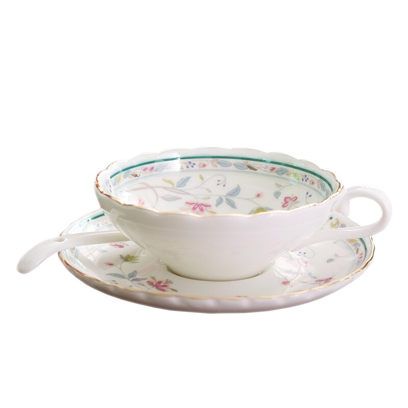 Luxury tea cups and saucers espresso cups English afternoon tea party teacup coffee cup porcelain tazas de cafe: D 1 set