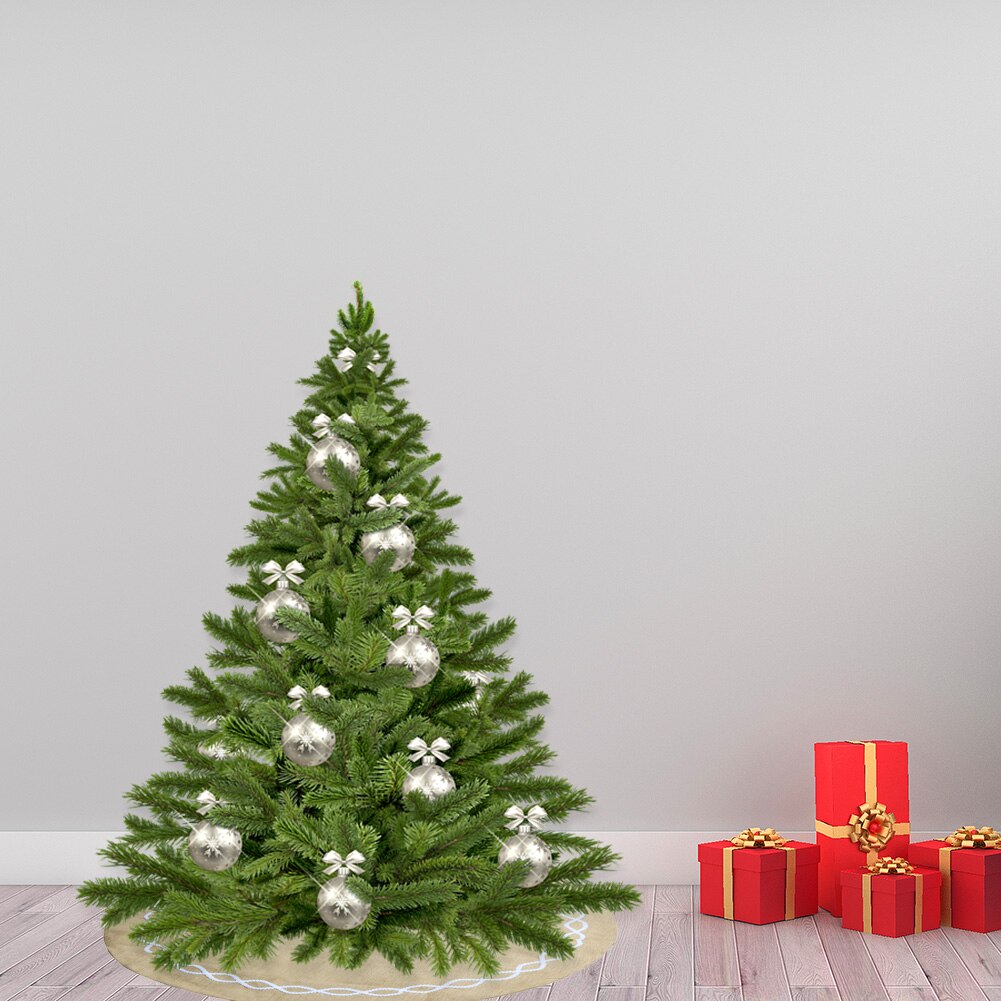 122cm runde høje juletræsnederdel linned non-woven juletræsforklæde rundt tæppe dørmåtte gulvmåtte år dekorationer
