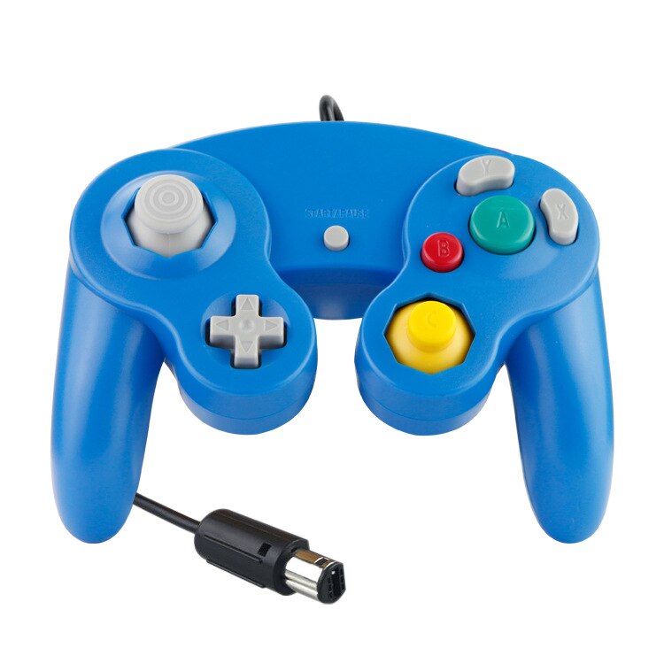 Controlador de jogo com fio para ngc gamepad joystick para cubo de jogo para nintendo clássico gamepad nostálgico para função de vibração ngc: blue