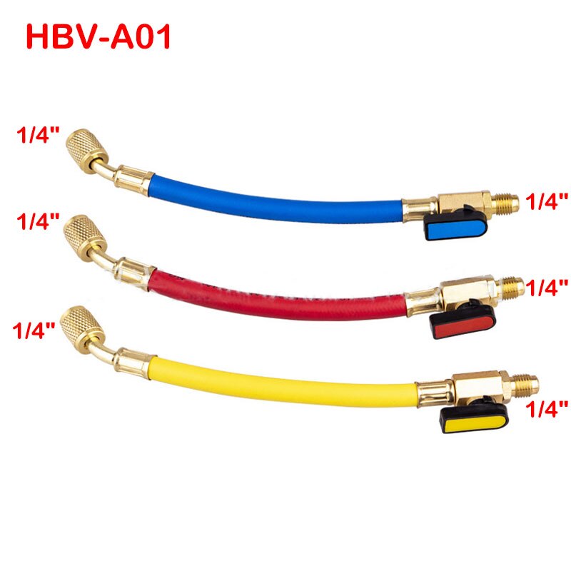 3pcs R134A R410 R22 800-4000 PSI Manifold Gauge Set A/C Refrigeration Charging Hose HVAC Refrigerant Hoses Set with Ball Valve