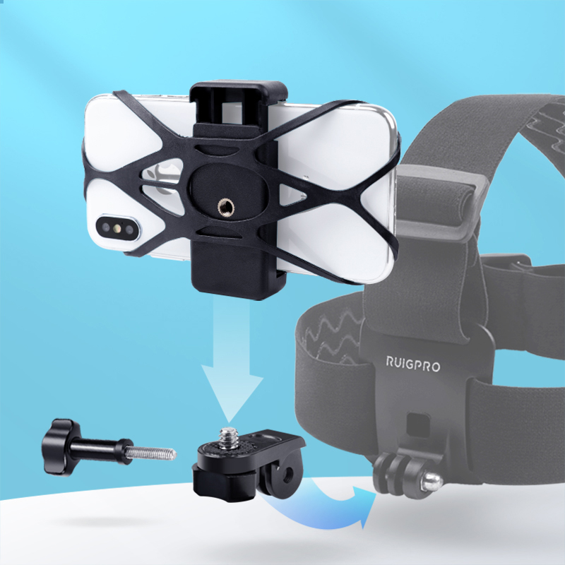Correa de montaje de cabeza de teléfono GoPro para iPhone, Samsung Galaxy y Note, adaptador universal para todos los teléfonos inteligentes, conecta la correa de pecho con clip