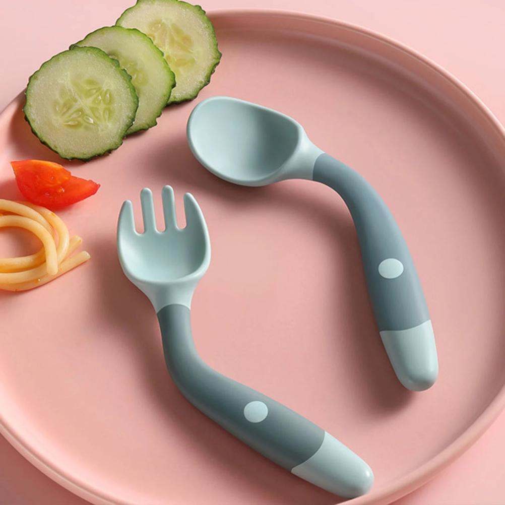 Set di forchette per cucchiaio per utensili per bambini cucchiaio per allenamento per bambini cucchiaio in Silicone morbido pieghevole set di stoviglie per allenamento per bambini