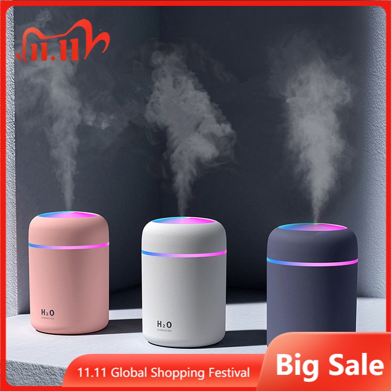 Portable 300ml Humidifier USB Ultrasonic Dazzle Cup Aroma Diffuser Cool Mist Maker Air Humidifier Purifier with Romantic Light