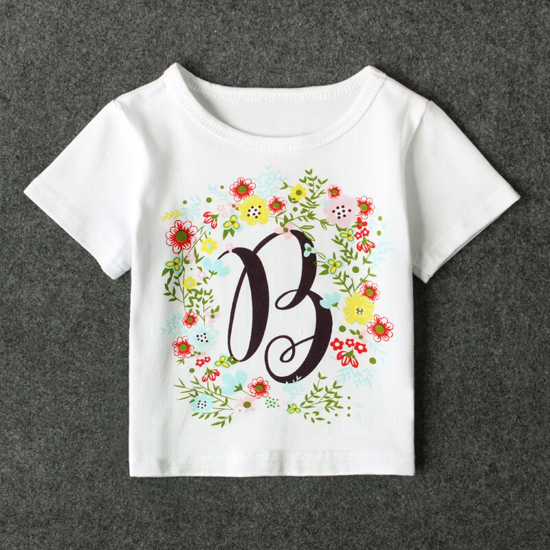 children T-shirt Popular Floral Print Baby Little Boy&Girls Tops Short Sleeve T-Shirt Summer Tee