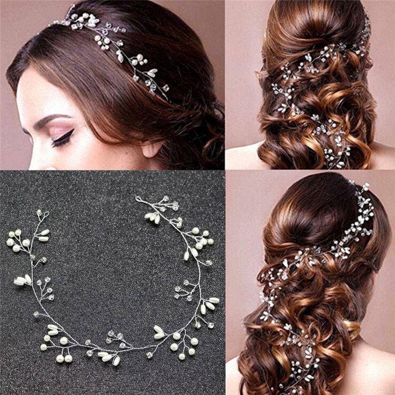 1 Uds. De diademas Vintage con perlas y hojas para novia, tocados para novia, tocado para el pelo de dama de honor