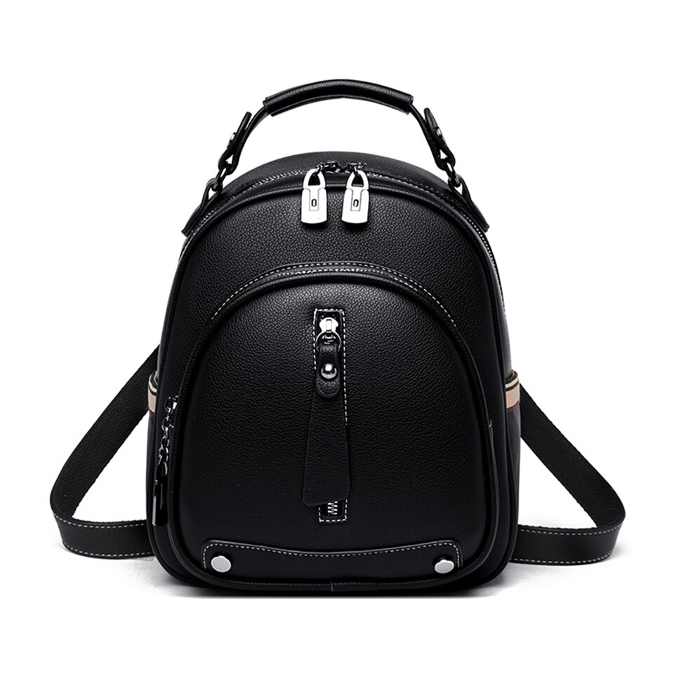 Vrouwen Pu Lederen Rugzak Mini Eenvoudige Stijl Casual Rugzakken Mochila Reizen Schooltas Vrouwelijke Schoudertas: black four