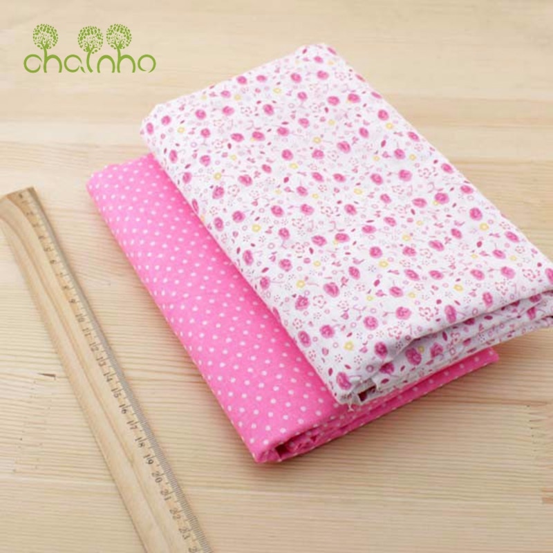 Dunne Katoenen Stof Patchwork Voor Naaien Plakboek Doek Fat Quarters Tissue Voor Quilt Handwerken Patroon 50*50Cm Roze 7Pcs