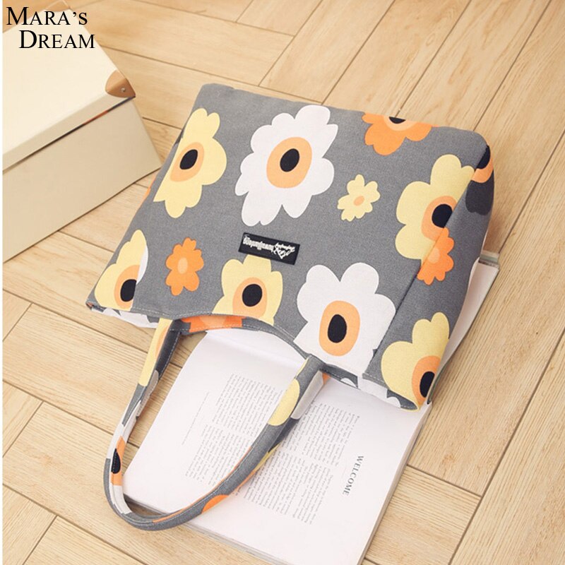 Mara Traum Damen Einzel Schulter Strand Taschen Wasserdichte Leinwand Zipper Faltbare Floral Gedruckt Stirp Einkaufstasche Tote Frauen