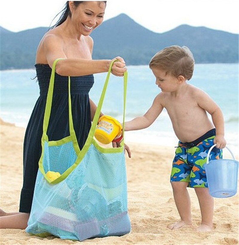 Leksakssamling förvaringspåse påse söta barn baby sand bort bära strand leksaker påse tote mesh stora barnens förvaringsväska