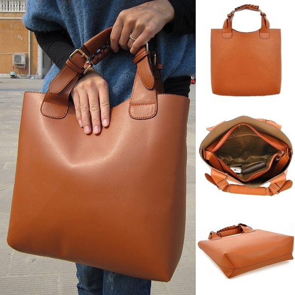 Grote leren schoudertas voor dames, handtas, pu-portemonnee, hobo-tas