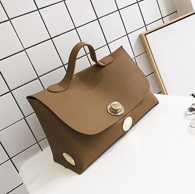 Western style Women Handbags PU leather Women Tote bags Locks Big Bags Commute Simple Boston bag: Brown