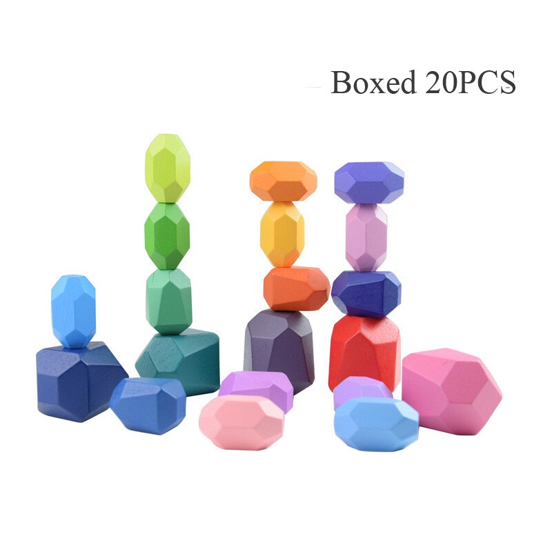 Pietre di legno Montessori Giocattolo Creativo Nordic Stile Impilabile Arcobaleno Gioco Jenga Set Bilanciamento Blocchi di Costruzione di Legno del Regalo Del Giocattolo: YG10029-1
