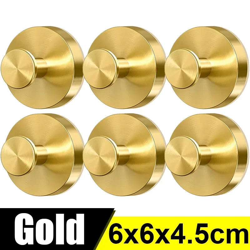 Ganchos de ventosa de acero inoxidable, gancho montado en la pared sin perforaciones, soporte para colgar toallas, ventosa de vacío para baño y cocina, 6/1 ud.: XXL / Oro
