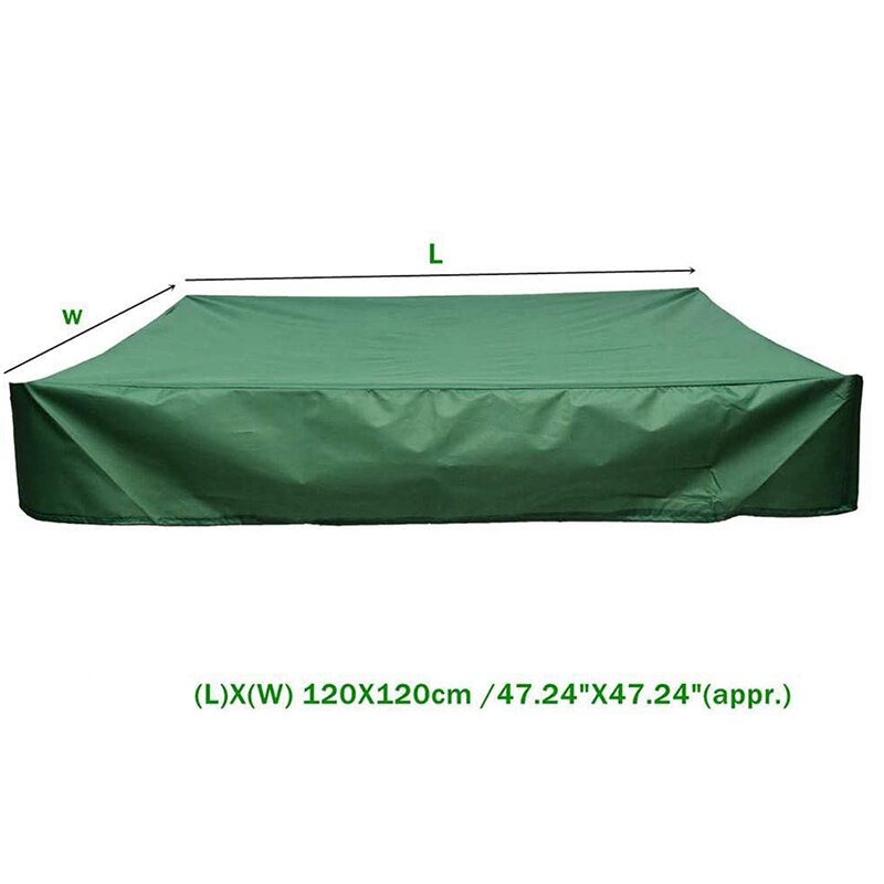 Sandkassedæksel, firkantet støvtæt med løbegang, vandtæt sandkasse pooldæksel, grøn , 120 x 120cm –