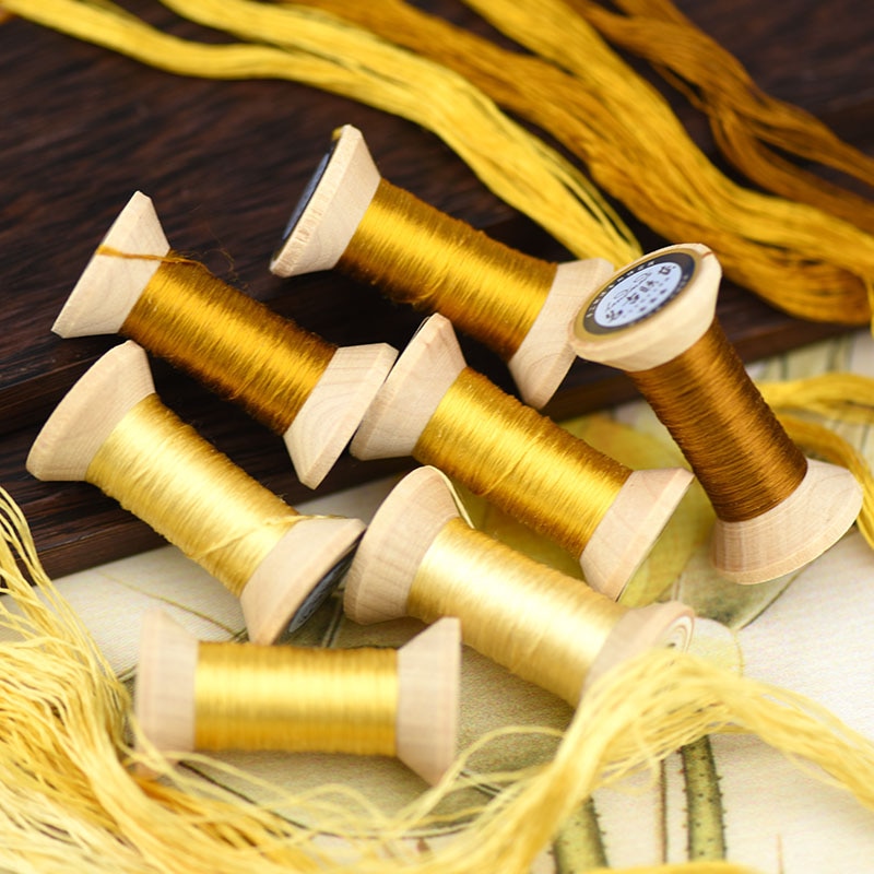 Goud Geel Draad/20 Meter Zijden Draad/Decoratieve Hand Borduren/Mini Spool/Borduren Lijn