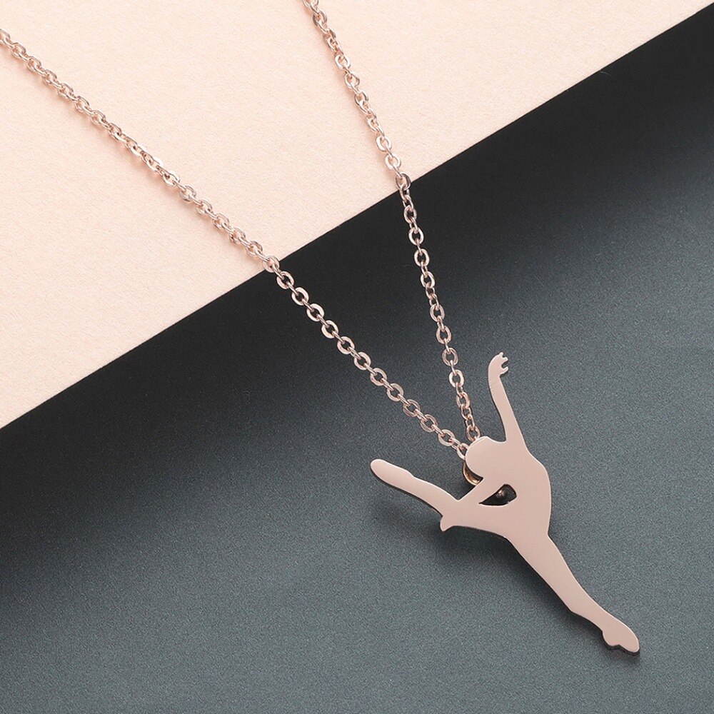 Elegante Edelstahl Ballett Tänzerin Halsketten für Mädchen Ballerina Anhänger Künstlerische Schmuck für Tänzerin Ballett Liebhaber