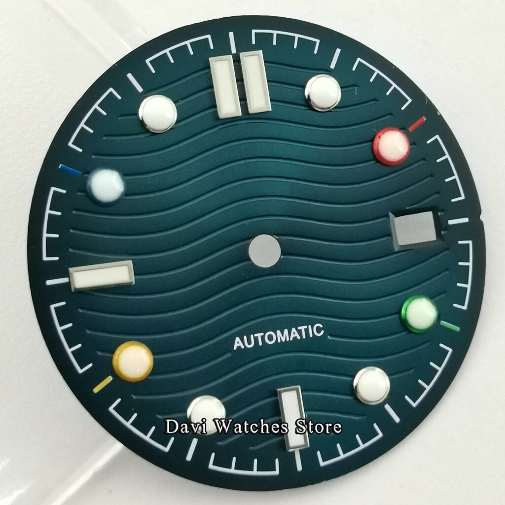 Groene Lichtgevende 31Mm Blue Wijzerplaat Fit NH35 NH36 Automatische Beweging Horloge Gezicht Onderdelen