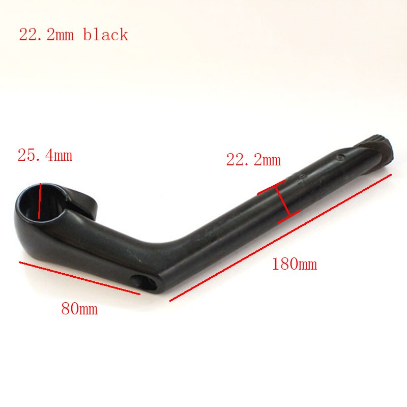 Tige de vélo électrique à col de cygne en aluminium, 80x25.4x22.2/25.4x180l, accessoires de bicyclette rétro: 22.2mm black
