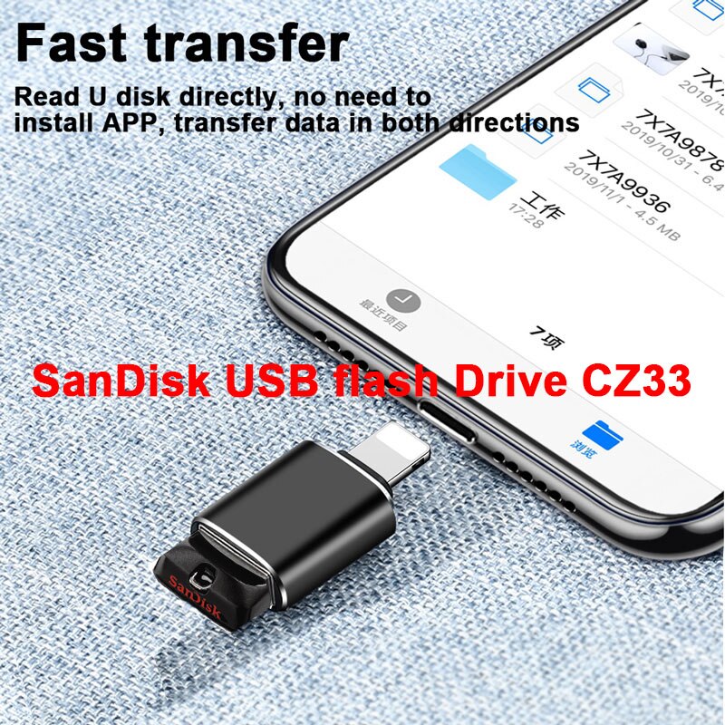 SanDisk pendrive pamięć usb 64GB przejściówka do złącza lightning pen drive dla iPhone 11x8 7 7Plus 6 6s 5 se i ipada pen drive cle pamięć usb długopis muminki długopisy флешка pamięć usb pamiec usb pendraiver
